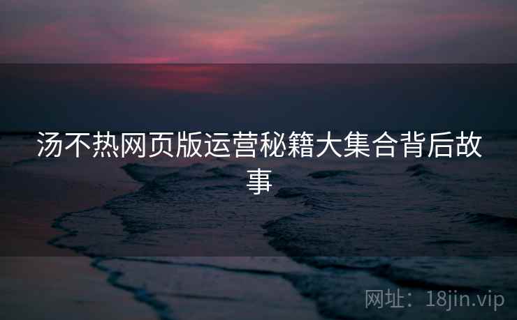 汤不热网页版运营秘籍大集合背后故事