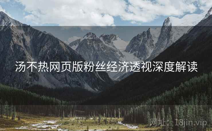 汤不热网页版粉丝经济透视深度解读