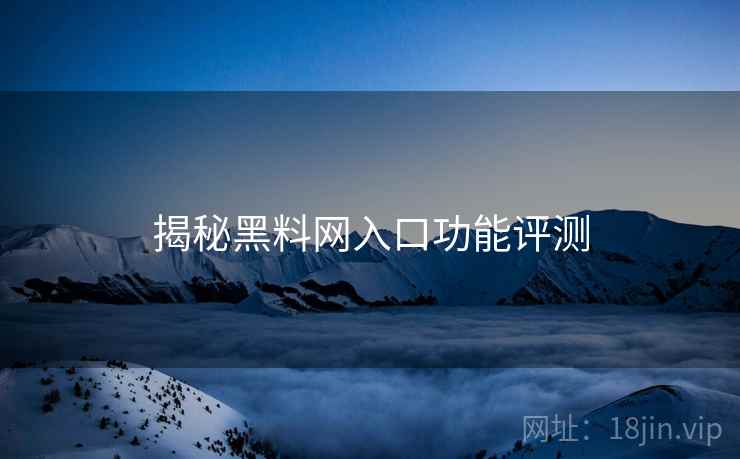 揭秘黑料网入口功能评测