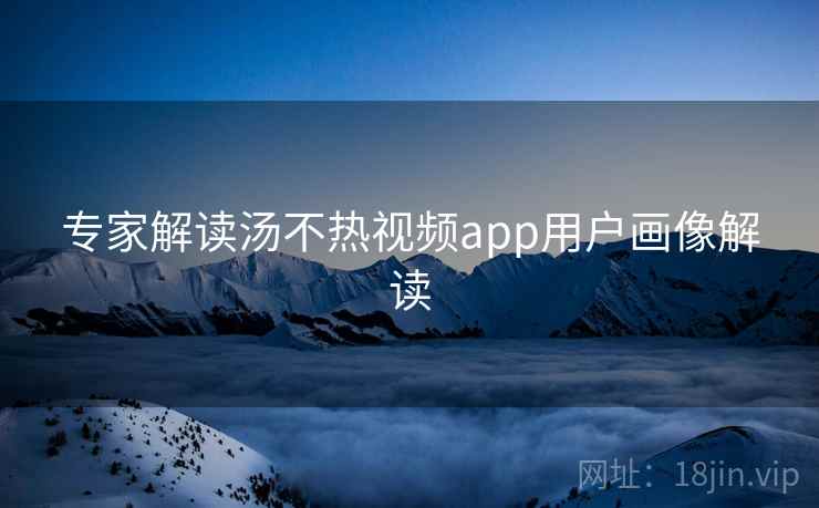 专家解读汤不热视频app用户画像解读